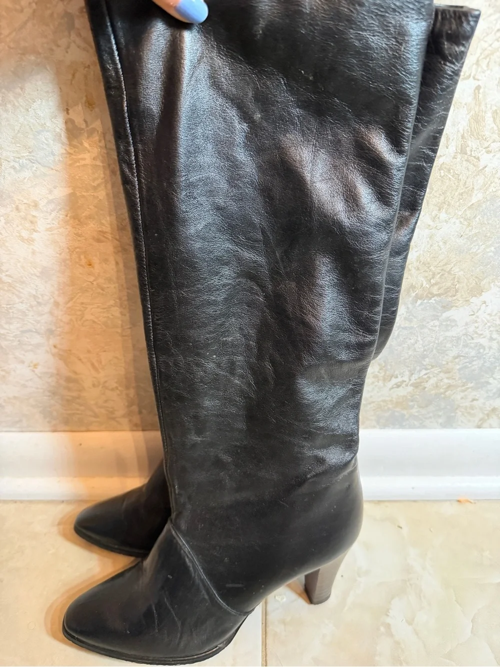 Joyce California Classic Black Leather Knee-High Women's Boots